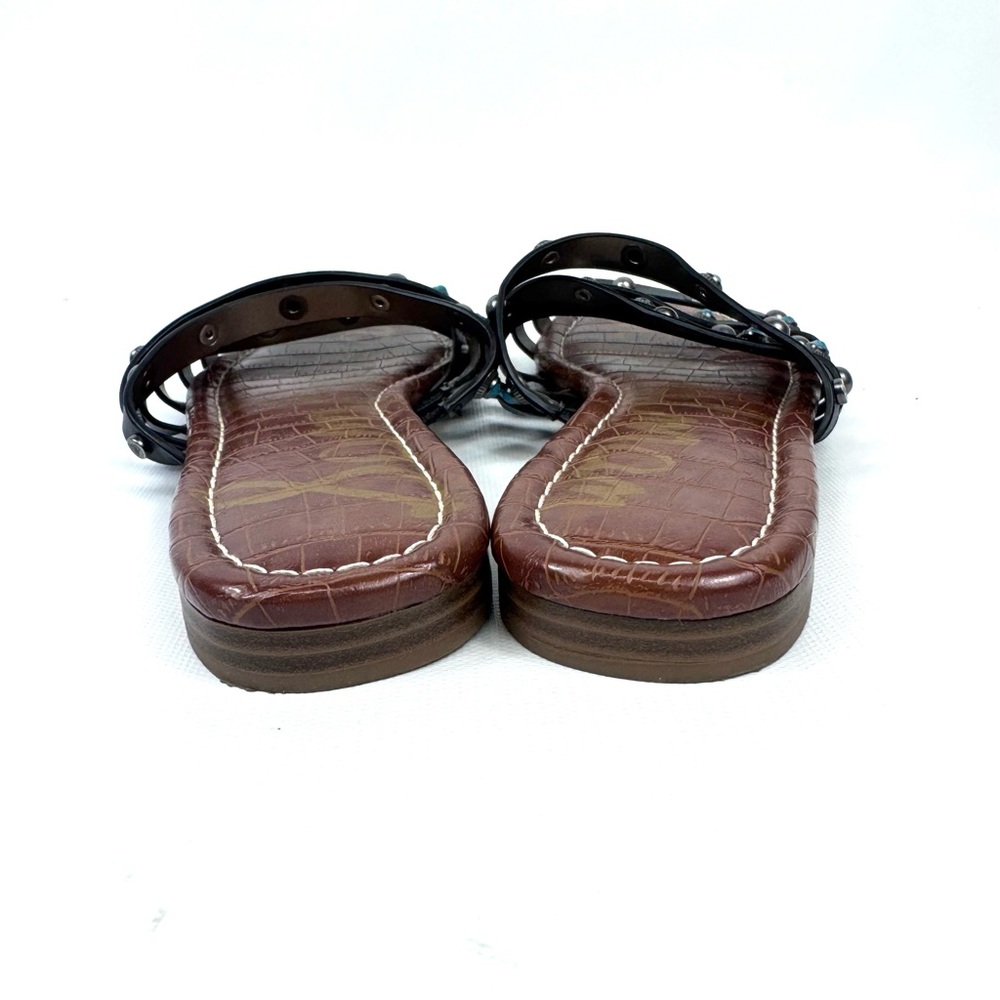 Sam Edelman Brea 2 black multi strap leather sandal w turquoise and silver Sz 7 - Picture 12 of 16